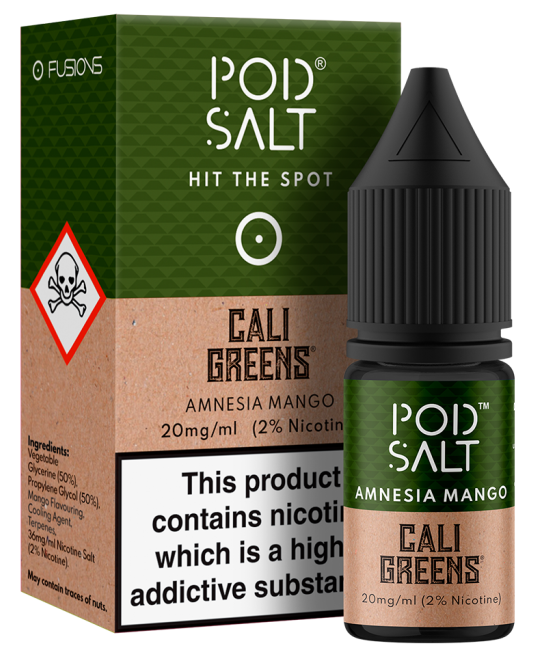 Cali Greens Amnesia Mango Salt Nicotine E Liquid by Pod Salt